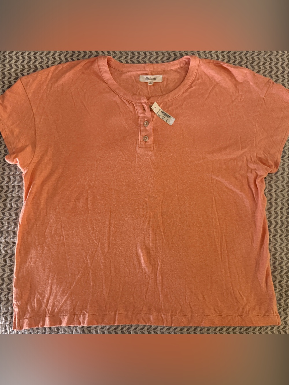 Madewell Coral Henley Short Sleeve Tee